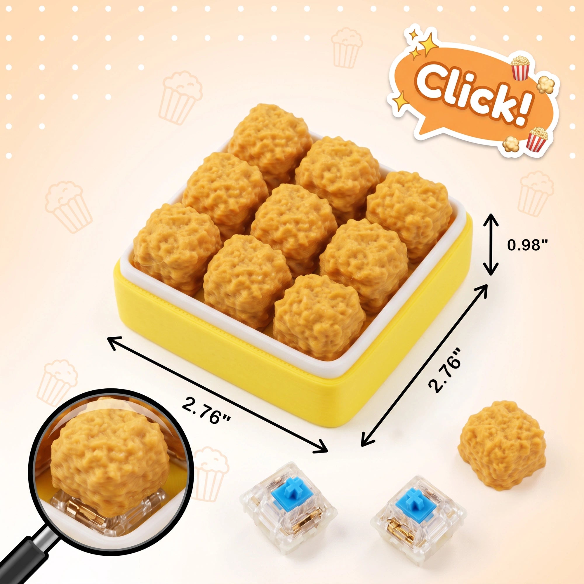 3D printed popcorn chicken fidget size